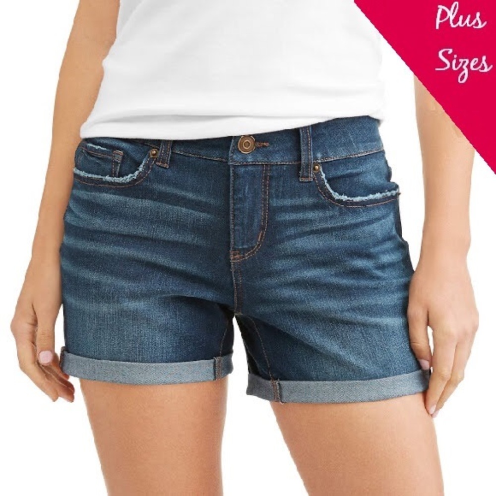 Denim Shorts, Roll Up Dark Wash